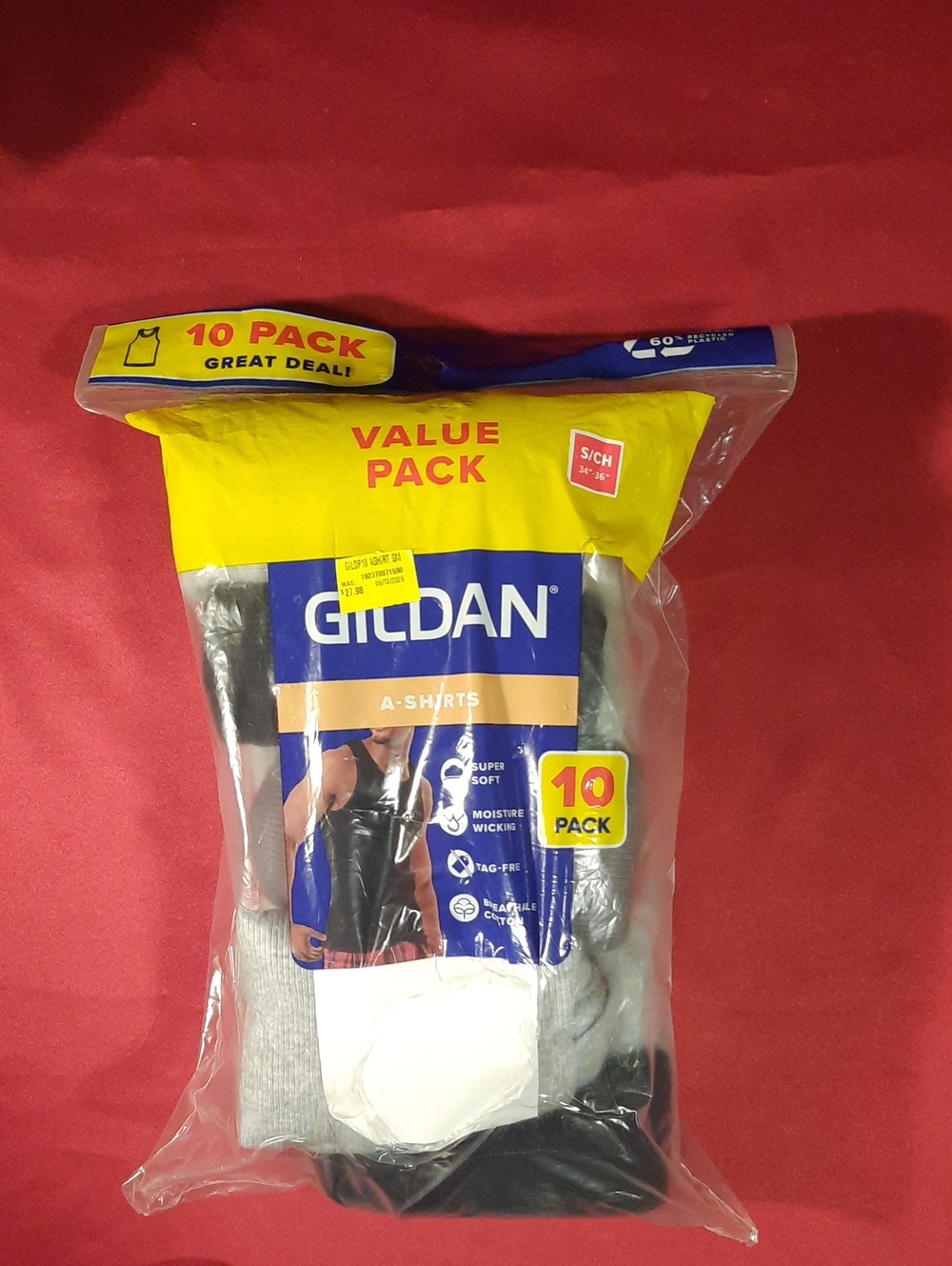 Gildan Men's A-Shirts Pack - Black, Gray, White (10 Pack)